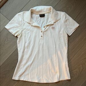 Ariat White Short Sleeve Polo Shirt with embroidered emblem - W’s size XS